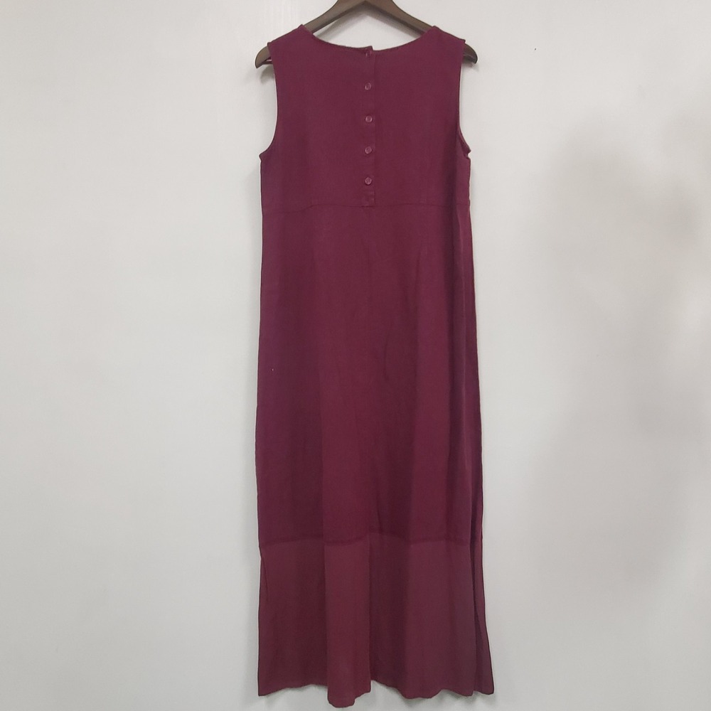 White Stag Women Overall Jumper Maxi Dress Size L Linen Blend Modest Embroidered - Picture 2 of 9